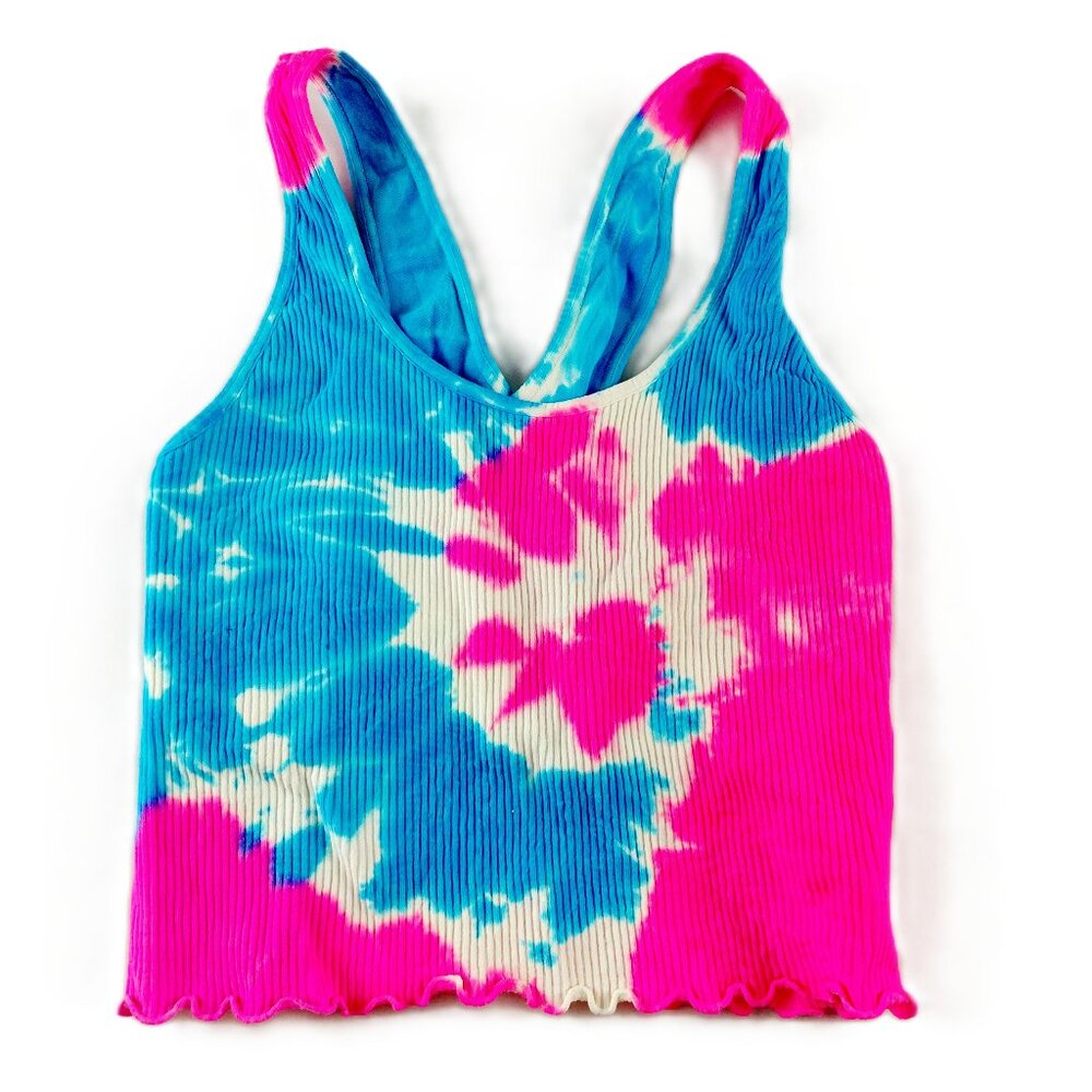 Spiritual Gangster Cropped Tank Top Built-In Bra Women's Size XS/S Tie Dye